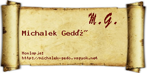 Michalek Gedő névjegykártya